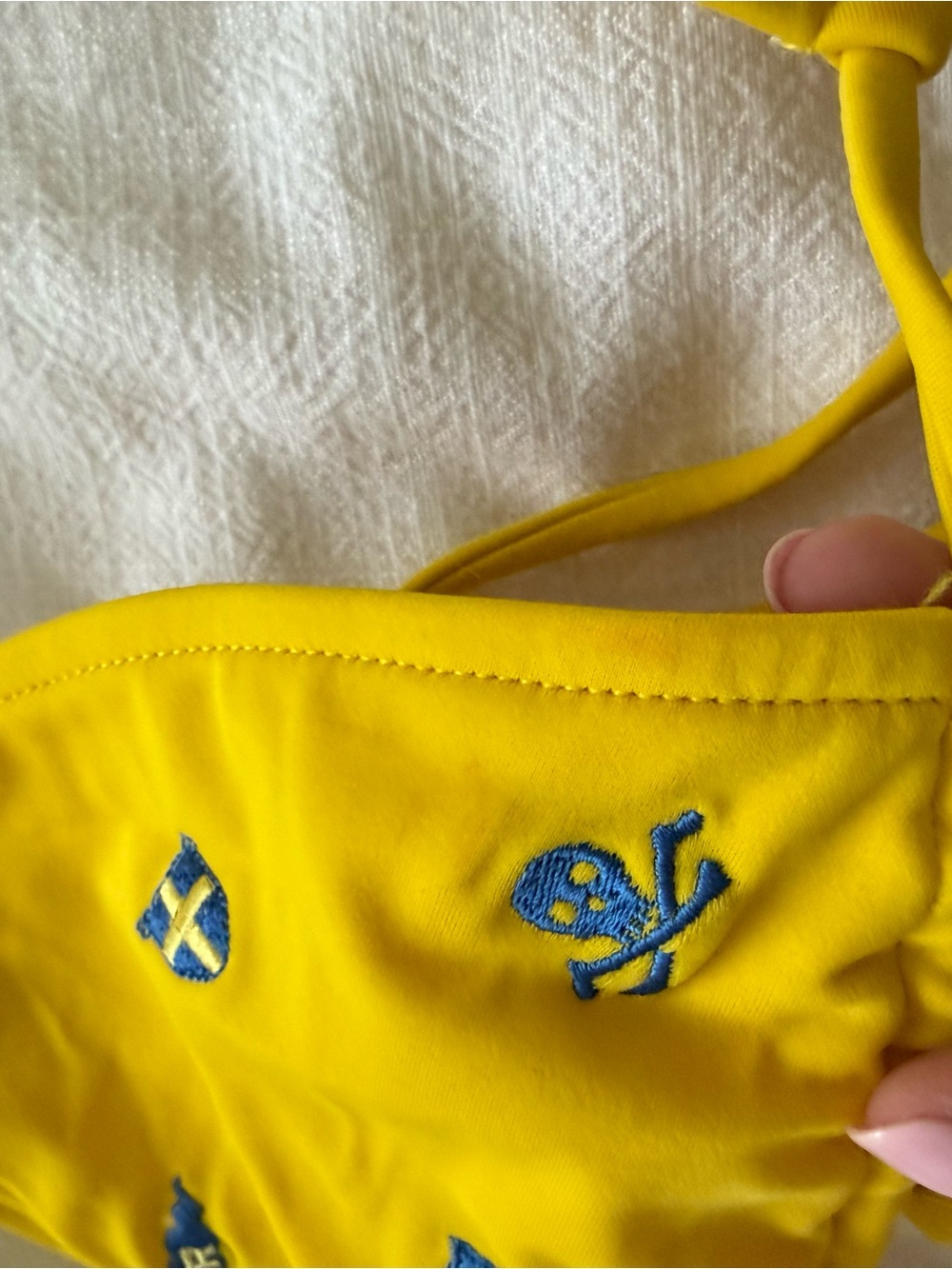 RUGBY by Ralph Lauren Yellow Bikini with Blue Accents size Large Vintage - Picture 6 of 7